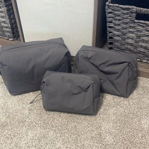 The air pouch set. Travel Toiletry Bag - Charcoal set of 3